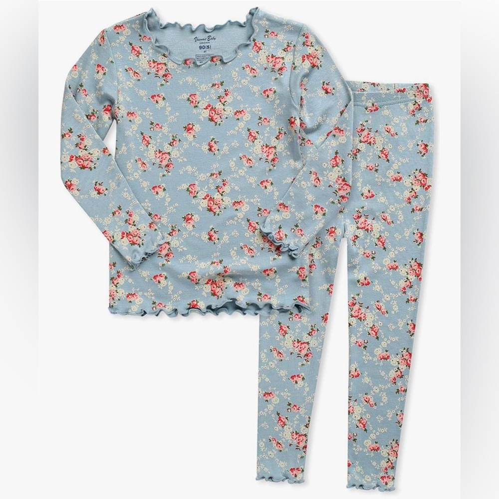 Vaenait Baby - Soft Comfy Modal Tencel PJs - Blue Floral - Size: 4-5T